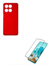 Kit Capa Aveludada Vermelho + Película Curvada 3D Moto EDGE 60