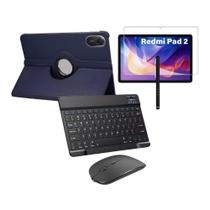 Kit Capa Azul Marinho + Teclado E Mouse + Pel Para Tablet Redmi Pad 2