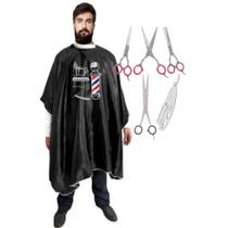 Kit Capa Barbeiro+3 Tesoura Circle 6"+Tesoura 7,5"+Navalhete Kit Capa Barbeiro+3 Tesoura Circle 6"+Tesoura 7,5"+Navalhete