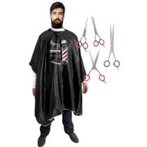 Kit Capa Barbeiro 3 Tesoura Circle 6" + Tesoura 7,5" Vertix