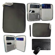 Kit Capa Bolsa Com Teclado E Mouse Para iPad/ Galaxy/ Tablet