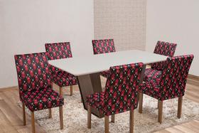 Kit Capa Cadeira 6 Lugares Estampado Sala de Jantar 100% Polièster Malha Gel Com Elàstico Kit Capa Cadeira 6 Lugares Estampado Sala de Jantar 100% Polièster Malha Gel Com Elàstico