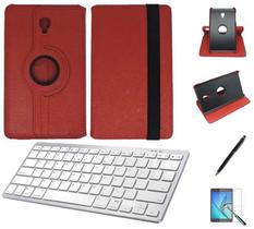 Kit Capa/Can/Pel/Teclado Branco Galaxy Tab S4 - T835 10,5" 360 Vermelho