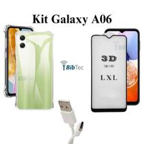 Kit Capa Capinha Anti Impacto + Película 3D de Vidro + Cabo UBS Tipo C Para Samsung Galaxy A06