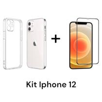 Kit Capa Capinha Anti Impacto + Película 3D De Vidro para Iphone 12