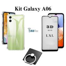 Kit Capa Capinha Anti Impacto + Película 3D de Vidro + Suporte de Anel Para Samsung Galaxy A06