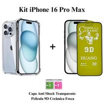 Kit Capa Capinha Anti Impacto + Película Fosca de Cerâmica Para Iphone 16 Pro Max