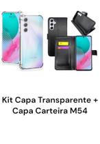 Kit Capa Capinha Anti Impacto Transparente + Capa Carteira Preta Para Samsung Galaxy M54