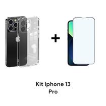 Kit Capa Capinha Anti Impacto Transparente + Película De Cerâmica 9D Para Iphone 13 PRO