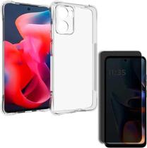 Kit Capa Capinha Anti Impactos e Película Privacidade 3D para Motorola Moto G05