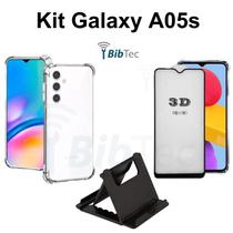 Kit Capa Capinha Anti Impactos + Película 3D de Vidro + Suporte de Mesa para Samsung Galaxy A05S Kit Capa Capinha Anti Impactos + Película 3D de Vidro + Suporte de Mesa para Samsung Galaxy A05S