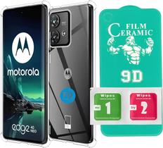 Kit Capa Capinha AntiImpacto Premium Transparente e Película de Cerâmica 9D para Motorola Moto Edge 40 Neo Kit Capa Capinha AntiImpacto Premium Transparente e Película de Cerâmica 9D para Motorola Moto Edge 40 Neo