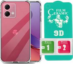 Kit Capa Capinha AntiImpacto Premium Transparente e Película de Cerâmica 9D para Motorola Moto G84