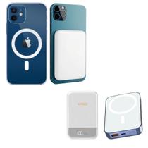 Kit Capa Capinha + Carregador Powerbank 10.000mAh Kaidi por Indução Compatível com iPhone 8 Plus 11 12 13 14 15 Pro Max - NOVA