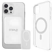 Kit Capa Capinha + Carregador Powerbank Indução Compatível com iPhone 11, 12, 13, 14, 15, Pro Max e Plus