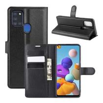 Kit Capa Capinha Carteira Flip Samsung Galaxy A21S + Película de Vidro 3D