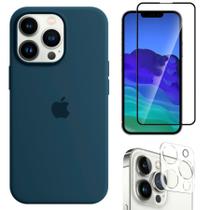 Kit Capa Capinha Case + Película 3D Tela + Película de Câmera Compatível Com iPhone 13 Pro Max