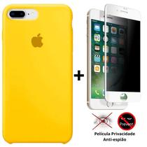Kit Capa Capinha Case + Película Privacidade 3D Tela Compatível Com iPhone 7 Plus / 8 Plus