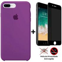 Kit Capa Capinha Case + Película Privacidade 3D Tela Compatível Com iPhone 7 Plus / 8 Plus