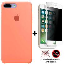 Kit Capa Capinha Case + Película Privacidade 3D Tela Compatível Com iPhone 7 Plus / 8 Plus