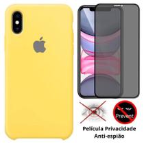 Kit Capa Capinha Case + Película Privacidade 3D Tela Compatível Com iPhone X / XS