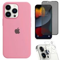 Kit Capa Capinha Case + Película Privacidade 3D Tela + P. Câmera Compatível Com iPhone 12 Pro