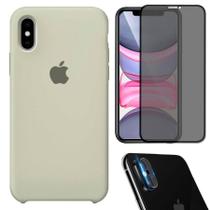 Kit Capa Capinha Case + Película Privacidade 3D Tela + P. Câmera Compatível Com iPhone X / XS - Premium