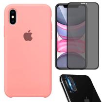 Kit Capa Capinha Case + Película Privacidade 3D Tela + P. Câmera Compatível Com iPhone XS Max