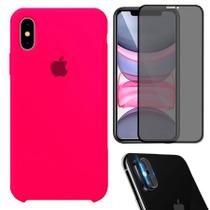 Kit Capa Capinha Case + Película Privacidade 3D Tela + P. Câmera Compatível Com iPhone XS Max - Premium