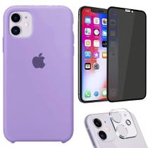 Kit Capa Capinha Case + Película Privacidade 3D Tela + Película de Câmera Compatível Com iPhone 11