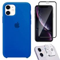 Kit Capa Capinha Case + Película Tela 3D + Película Câmera Compatível Com iPhone 11 - Premium