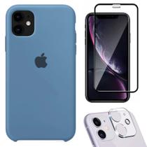 Kit Capa Capinha Case + Película Tela 3D + Película Câmera Compatível Com iPhone 11 - Premium