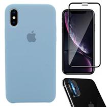 Kit Capa Capinha Case + Película Tela 3D + Película Câmera Compatível Com iPhone X / XS