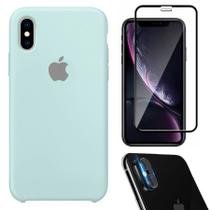 Kit Capa Capinha Case + Película Tela 3D + Película Câmera Compatível Com iPhone X / XS - Premium