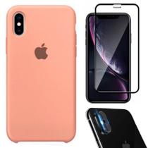 Kit Capa Capinha Case + Película Tela 3D + Película Câmera Compatível Com iPhone XS Max