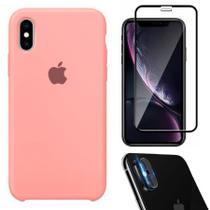 Kit Capa Capinha Case + Película Tela 3D + Película Câmera Compatível Com iPhone XS Max - Premium