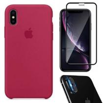 Kit Capa Capinha Case + Película Tela 3D + Película Câmera Compatível Com iPhone XS Max - Premium