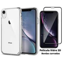 Kit Capa Capinha Clear Space + Película de Vidro 3D Full Cover Compatível iPhone X / XR / XS Max