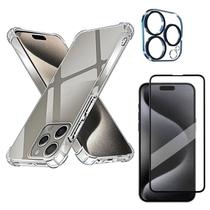 Kit Capa Capinha E Película de Cerâmica Premium 9D E Película de Câmera Para iPhone 15 Pro 6.1