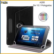 kit Capa Capinha Giratória Compativel com Tablet Acer Iconia A200 10.1 Polegadas + Pelicula + Caneta Touch - 360º Case Flip Colorida
