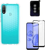 Kit Capa Capinha Moto E20 Anti Impactos + Película de Vidro 3D + Película de Câmera
