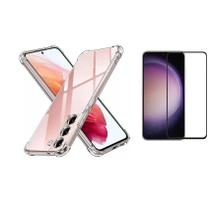 Kit Capa Capinha Para Galaxy S23 Fe Case Air Anti Impacto Transparente + Película De Vidro Temperado (Case + Proteção 3d)
