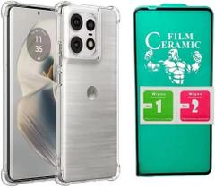 Kit Capa Capinha para Motorola G15 Anti Impacto Premium Transparente e Película Cerâmica 9D
