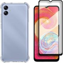 Kit Capa Capinha Para Samsung Galaxy A04E Tela 6.5 Case Air Anti Impacto Transparente e Película De Vidro Temperado 3d Full Cover