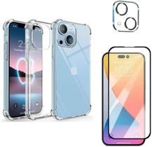 Kit Capa Capinha + Película de Vidro Temperado Premium 3D + Proteção da Lente da Câmera Para iPhone 14 Plus (6.7)