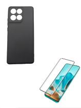 Kit Capa Capinha Silicone Aveludada Cinza + Película 3D Curvada Moto EDGE 60