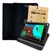 Kit Capa Capinha Tablet de 7 Polegadas Couro Protetora Giratória Universal Premium + Pelicula