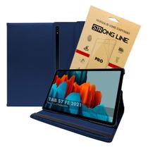 Kit Capa Capinha Tablet Galaxy TAB S7 FE T730 T735 12.4 Couro Giratória Espaço Caneta + Pelicula - Extreme Cover
