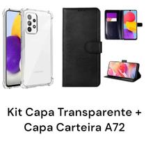 Kit Capa Capinha Transparente + Capa Carteira Preta Para Samsung Galaxy A72