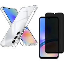 Kit Capa Capinha Transparente + Película 3D de Vidro Privacidade para Samsung Galaxy A05S